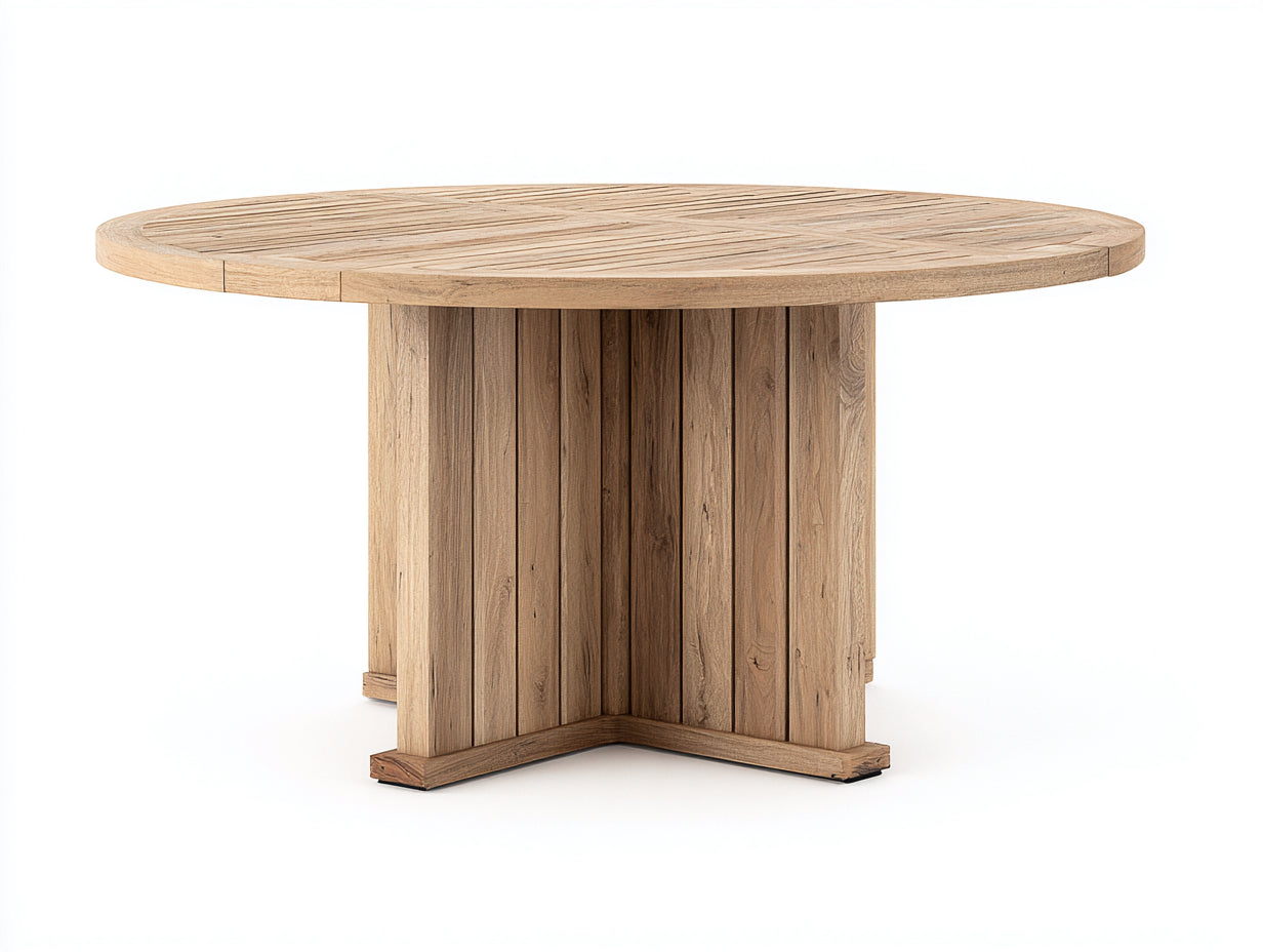 Gartentisch aus Holz 160x160x75 cm Naturfarben Rundes Design für Garten und Terrasse