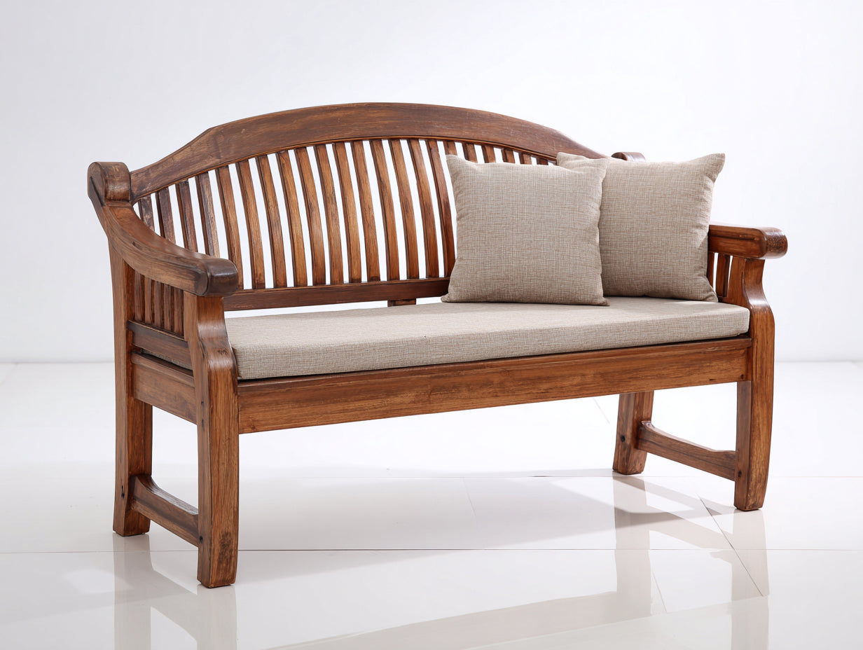 Gartenbank Holz 160x65x90 cm - Dunkelbraun - Klassische Gartenbank mit gepolsterter Sitzfläche und Rückenkissen