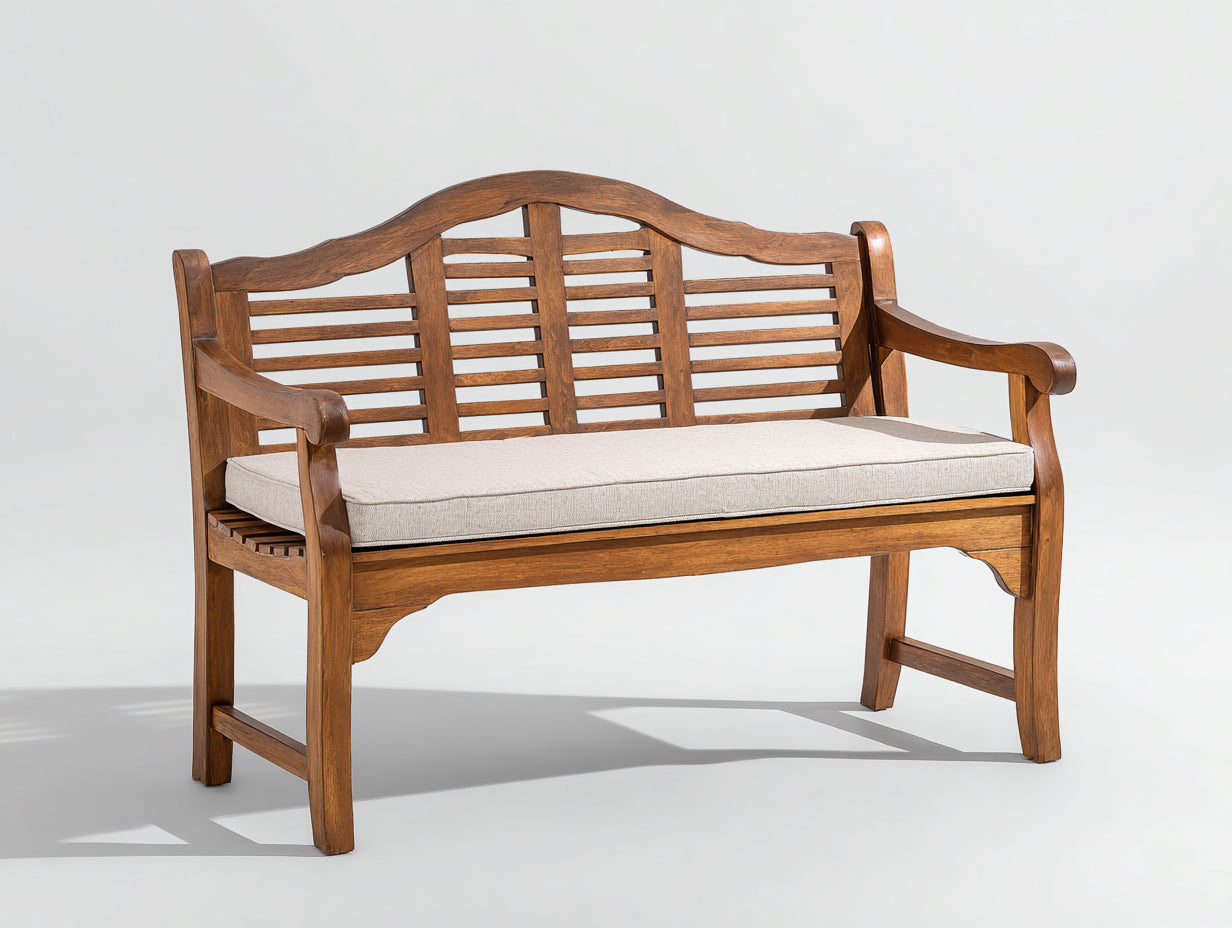 Gartenbank Holz 160x65x90 cm - Dunkelbraun - Klassische Sitzbank mit gepolsterter Sitzfläche für Garten und Terrasse
