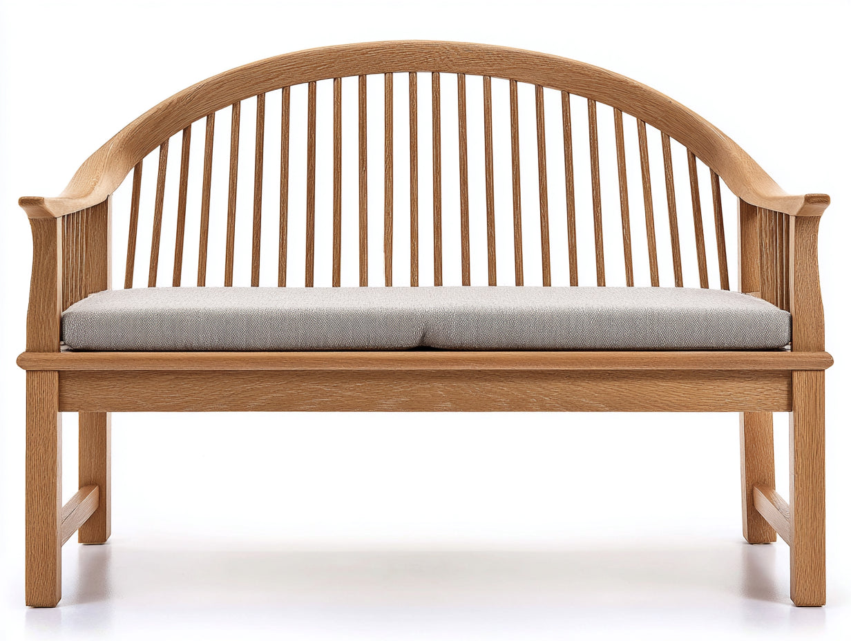 Gartenbank 150 x 60 x 90 cm - Massivholz in Naturfarbe mit grauer Sitzauflage - Klassisches Design für Terrasse Garten und Außenbereich