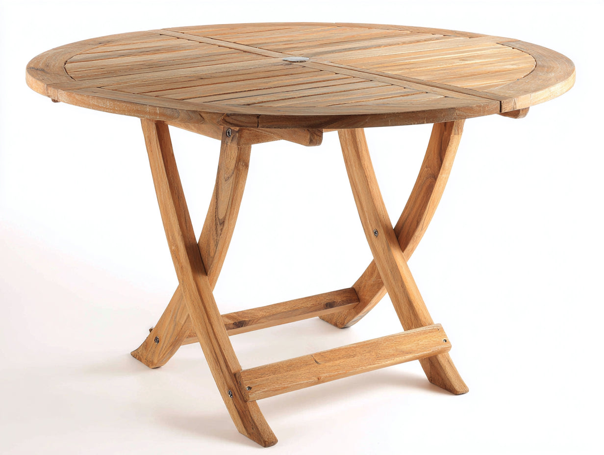 Gartentisch Massivholz rund 130x130x75 cm - Naturholz - Klappbares Design