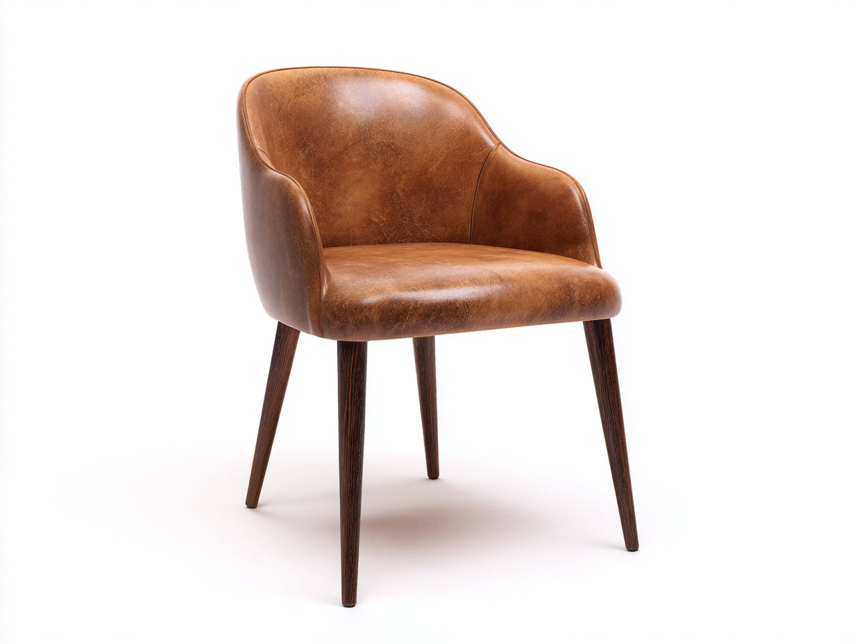 Esszimmerstühle aus Kunstleder 55x60x82 cm Braun mit Holzbeinen Modernes Design für Esszimmer und Küche