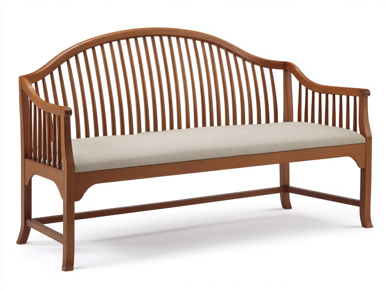 Gartenbank 180 x 65 x 95 cm - Massivholz in Walnussfarbe mit gepolsterter Sitzfläche - Elegante Holzbank für Garten Terrasse und Außenbereich