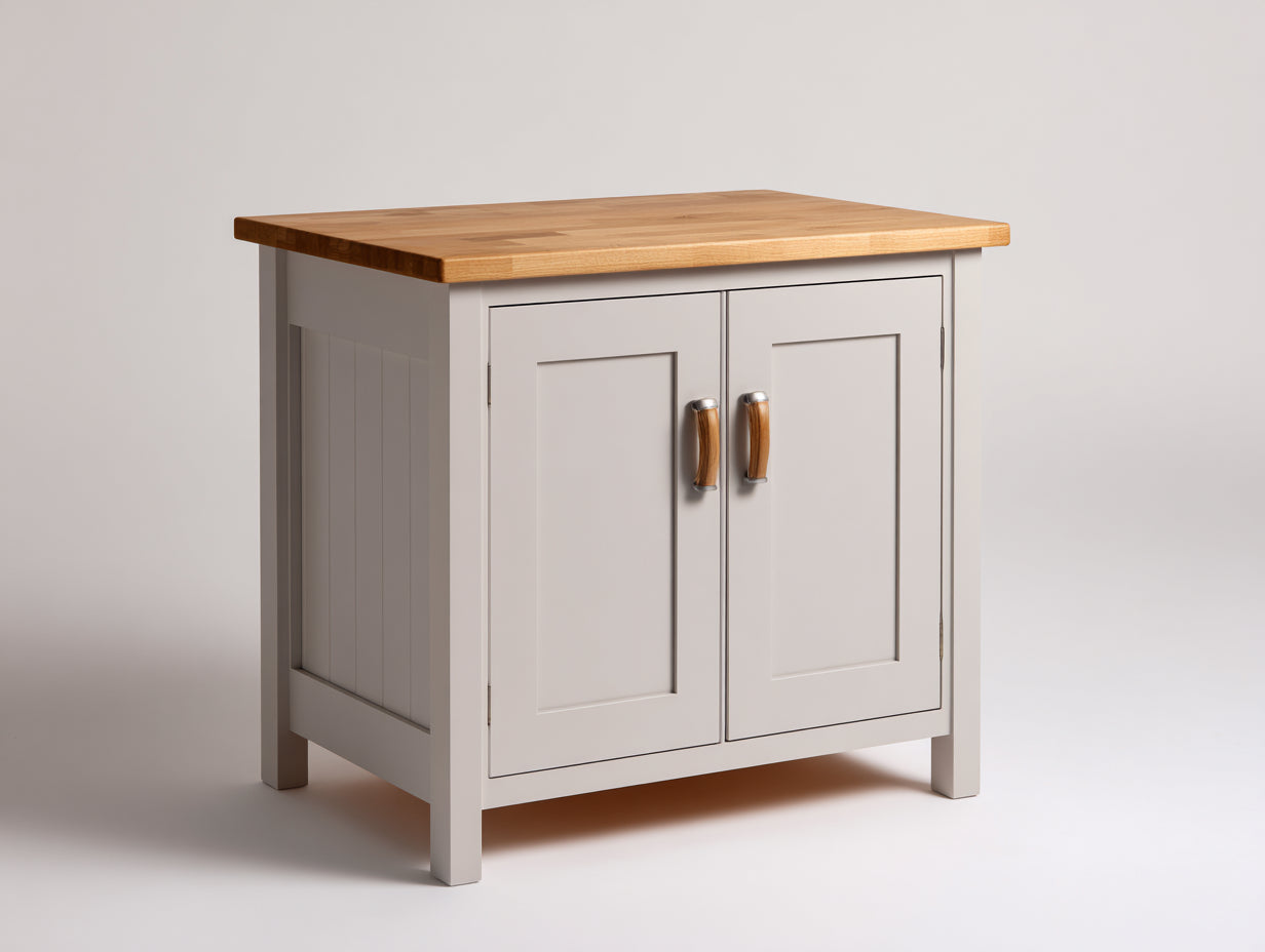 Sideboards 100 x 40 x 85 cm - Weiß und Naturholz - Moderner Schrank mit zwei Türen