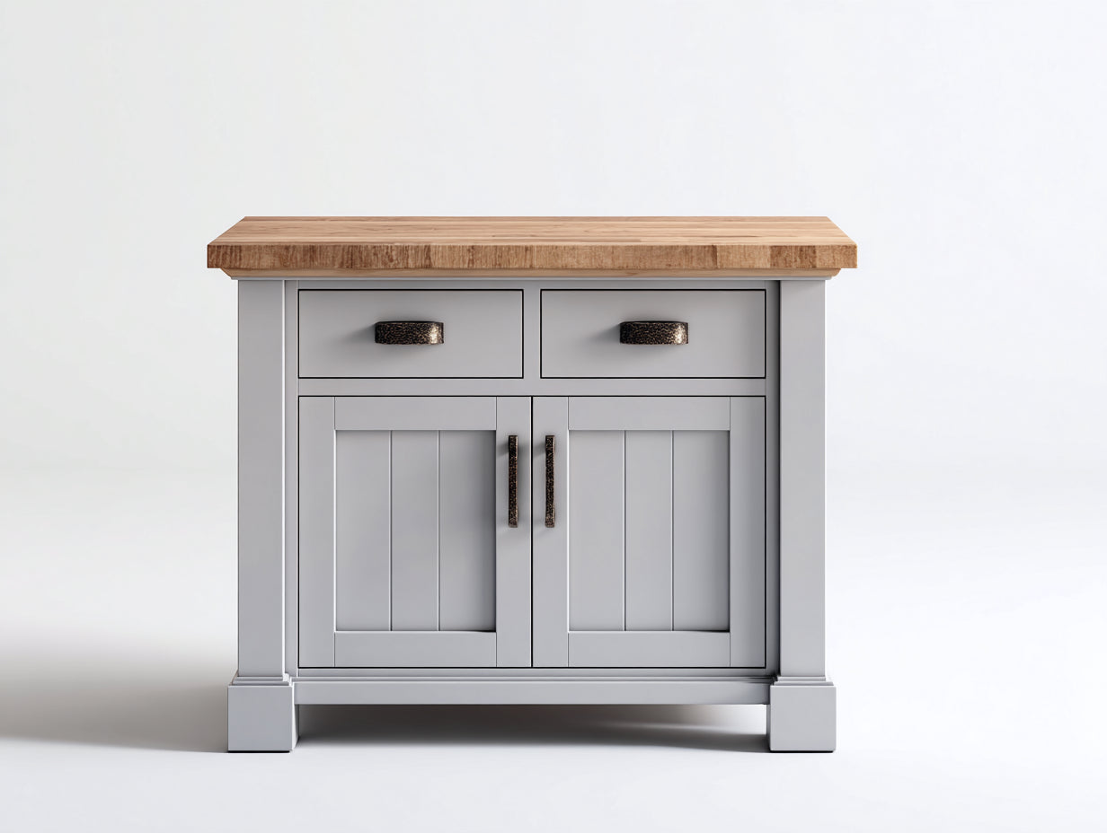 Sideboards aus Holz 120x40x85 cm Weiß mit Naturholzplatte Landhausstil für Wohnzimmer und Esszimmer