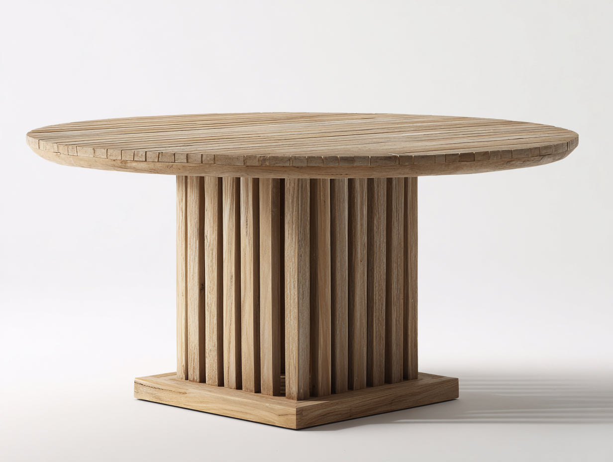 Gartentisch 180 x 90 x 75 cm - Massivholz in Naturfarbe mit ovaler Tischplatte - Modernes Design für Garten Terrasse und Außenbereich