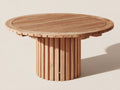Gartentisch 140 x 140 x 75 cm - Massivholz - Runder Gartentisch mit modernem Mittelfuß - Naturholz
