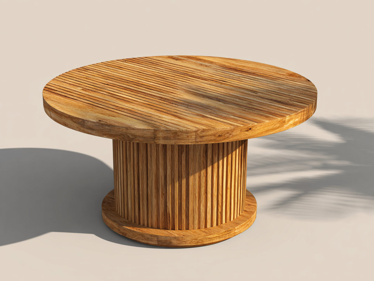 Gartentisch 120 x 120 x 75 cm - Massivholz - Runder Esstisch für Garten und Terrasse - Naturholz