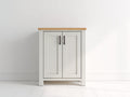 Sideboards aus Holz 90x35x100 cm Weiß mit Naturholzplatte Landhausstil für Wohnzimmer und Esszimmer