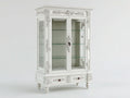 Vitrine 120 x 40 x 190 cm - Weißer Holzwerkstoff mit Glastüren und Glasböden - Klassisches Design mit Ornamenten für Wohnzimmer und Esszimmer