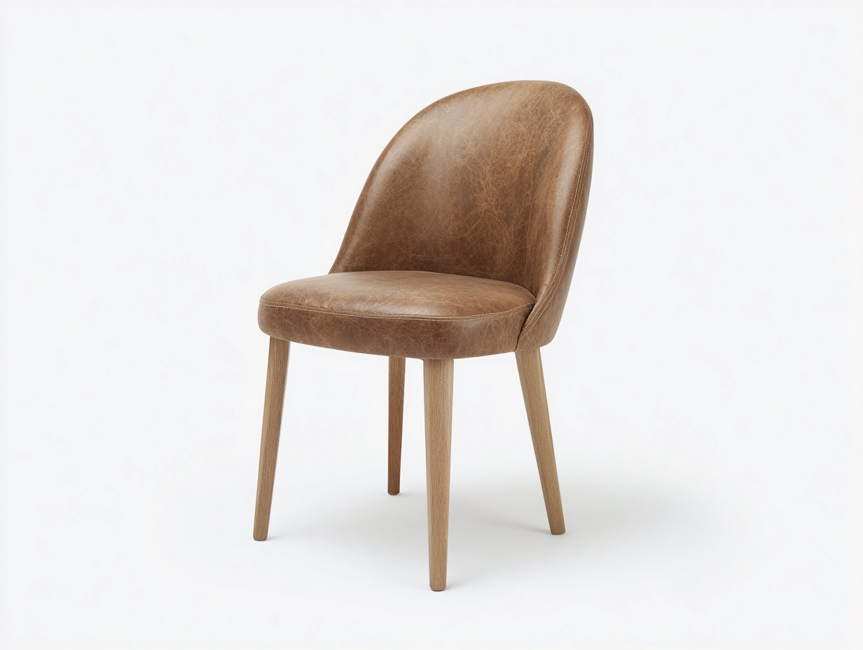 Esszimmerstühle aus Kunstleder 52x60x82 cm Braun mit Holzbeinen Modernes Design für Esszimmer und Küche