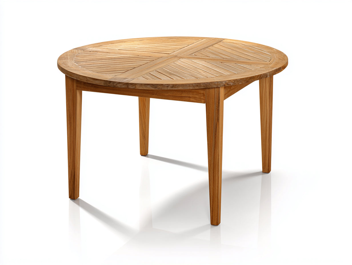 Gartentisch 120 x 120 x 75 cm - Massivholz - Runder Esstisch für Garten und Terrasse - Naturholz