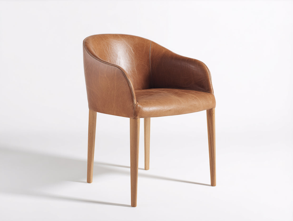 Esszimmerstühle 55 x 58 x 78 cm - Kunstleder Braun Holzbeine Natur - Moderne Polsterstühle für Esszimmer und Küche