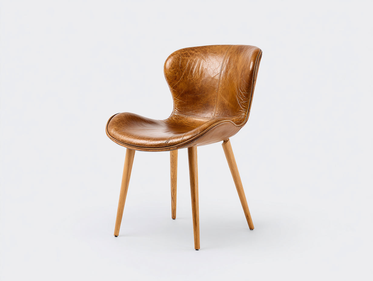 Esszimmerstühle aus Kunstleder 54x58x82 cm Braun mit Holzbeinen Modernes Design für Esszimmer und Küche