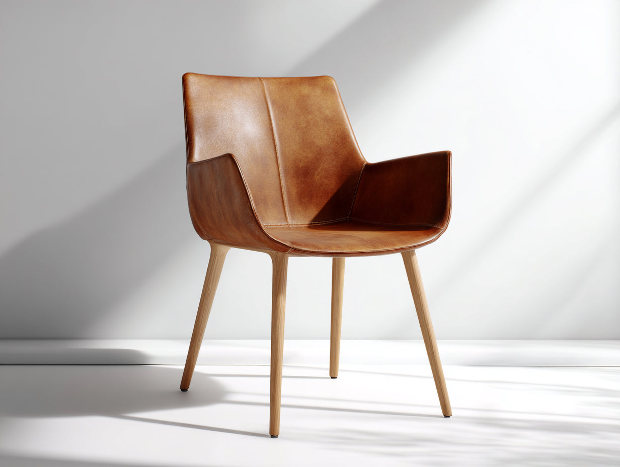 Esszimmerstühle aus Kunstleder 55x60x85 cm Braun mit Holzbeinen Modernes Design für Esszimmer und Küche