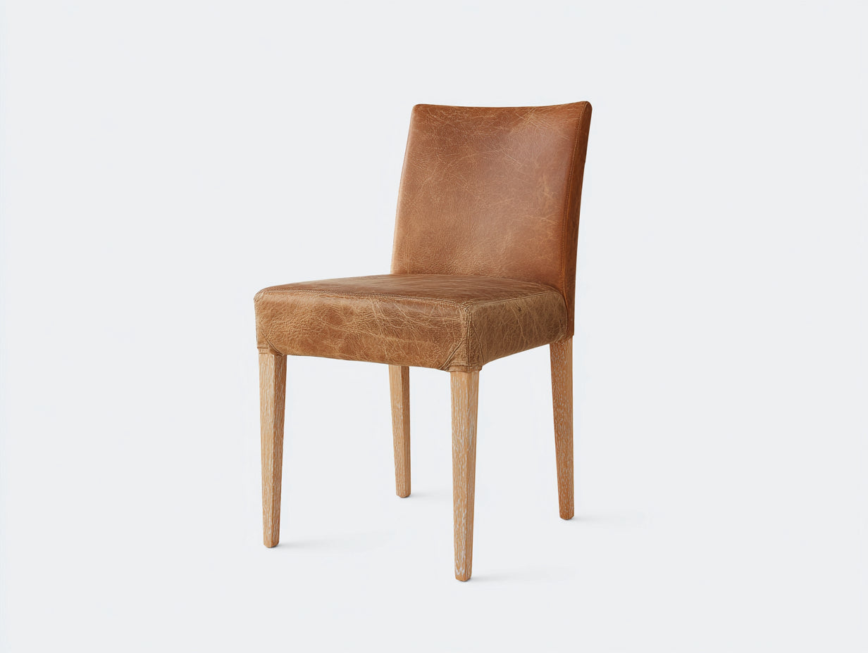 Esszimmerstühle 48 x 55 x 82 cm - Kunstleder Braun Holzbeine Natur - Moderne Polsterstühle für Esszimmer und Küche