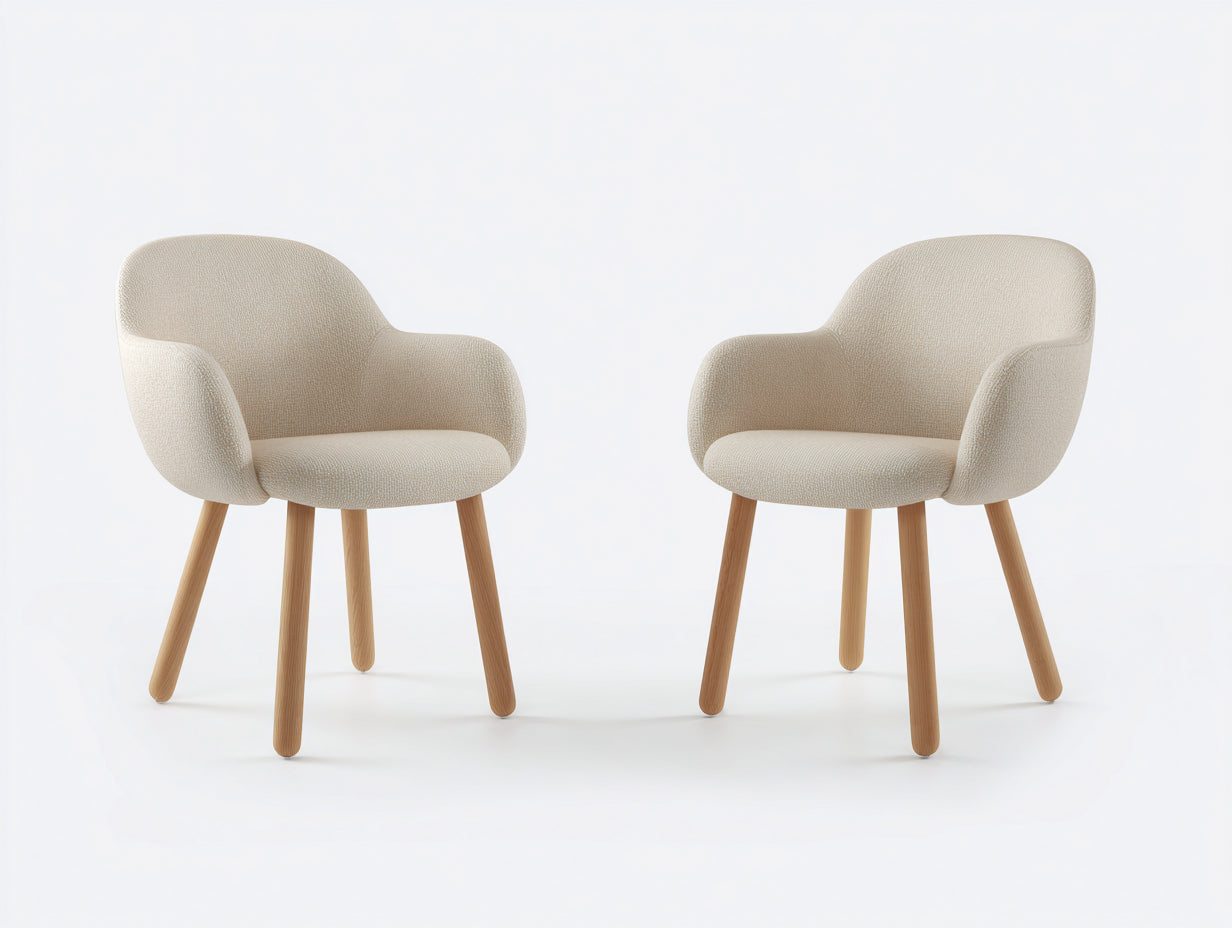 Esszimmerstühle aus Stoff 56x60x82 cm Cremefarben mit Holzbeinen Modernes Design für Esszimmer und Küche