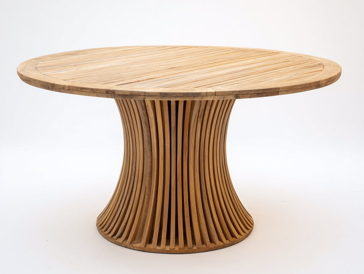 Gartentisch Massivholz rund 150x150x75 cm - Naturholz - Elegantes Design