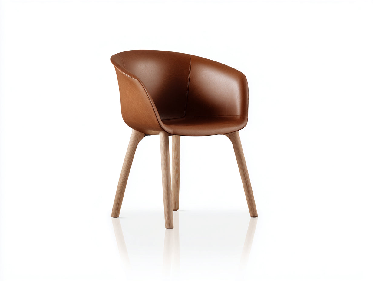 Esszimmerstühle 55 x 58 x 78 cm - Kunstleder Braun Holzbeine Natur - Moderne Polsterstühle für Esszimmer und Küche