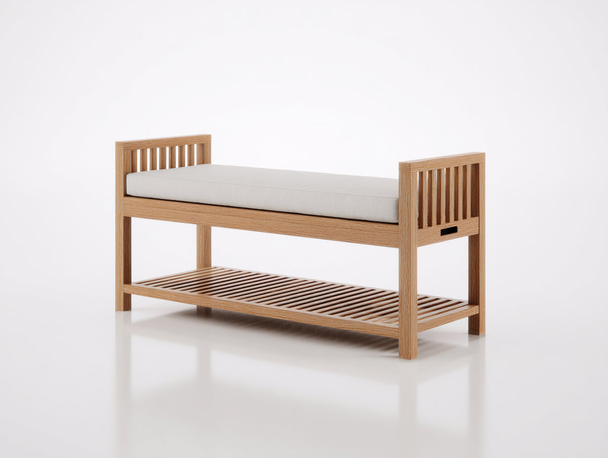 Gartenbank aus Holz 150x60x85 cm Naturfarben mit Sitzauflage Modernes Design für Garten und Terrasse