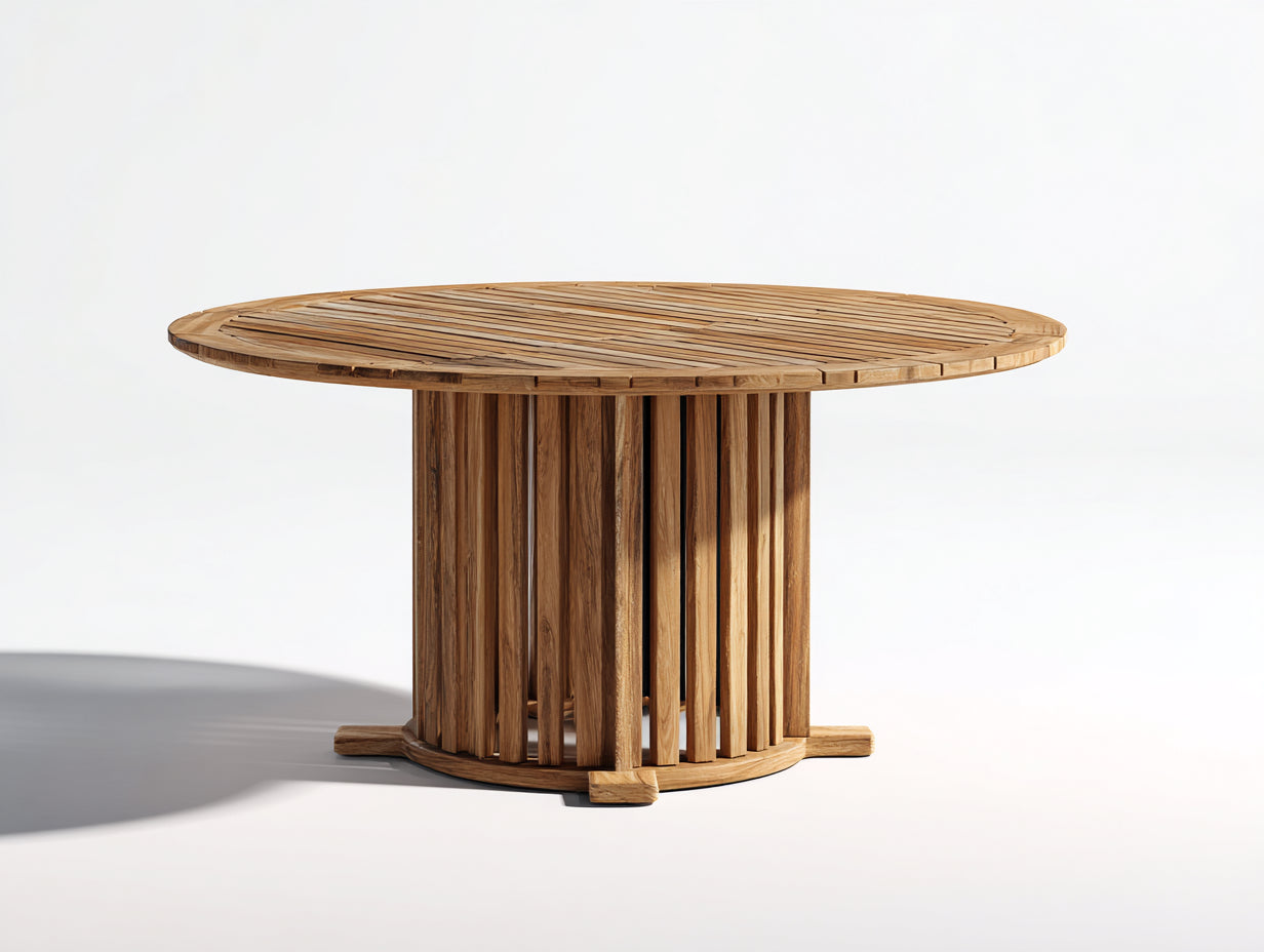 Gartentisch aus Holz 160x160x75 cm Naturfarben Rundes Design für Garten und Terrasse